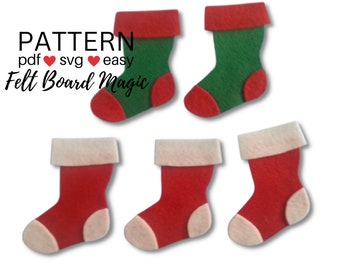 Five Little Stockings PDF SVG Felt Board Pattern Christmas Flannel Board Song