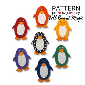 Pippa&#39;s Penguins Colors Felt Story Board PDF SVG Pattern, Preschool Learning Activity, Library Story Time Resource, Polar Animals