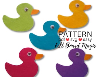 Five Rubber Ducks PDF SVG Felt Set Pattern, Flannel Board Pattern. Education Resource.  Library Storytime.