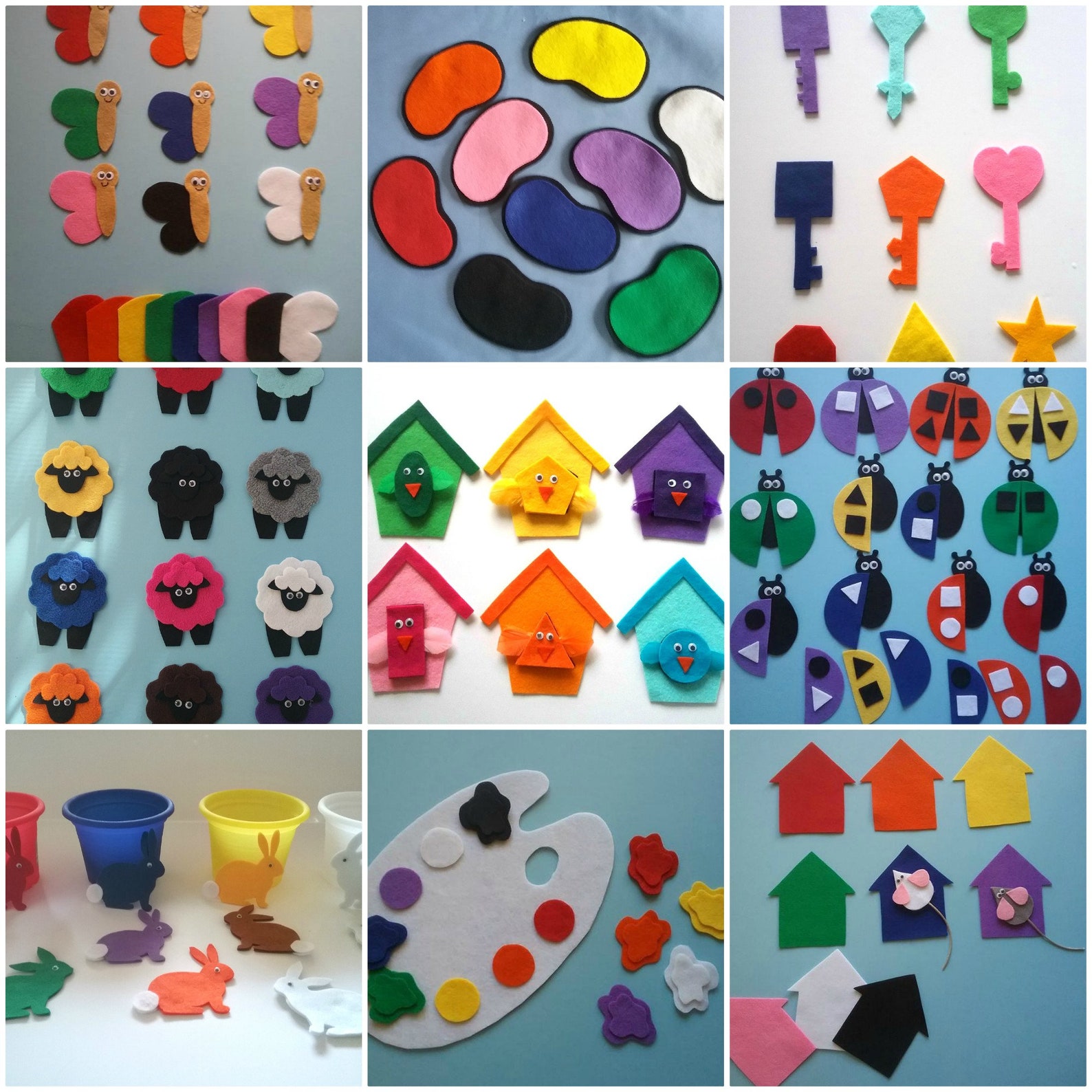 A House for Birdie PDF Pattern Felt Board Set Colors Shapes Etsy