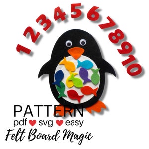 Counting Penguin Felt Board PDF and SVG Pattern, Polar Animals, Preschool Learning Activity, Library Story Time Resource, Count to 10