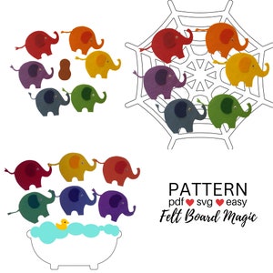Five Little Elephants PDF SVG Cutting Files Pattern Felt Story Board Set, Flannel Board Pattern, Preschool Activity, Library Storytime