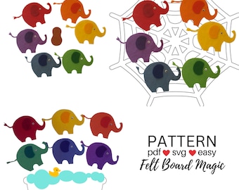 Five Little Elephants PDF SVG Cutting Files Pattern Felt Story Board Set, Flannel Board Pattern, Preschool Activity, Library Storytime