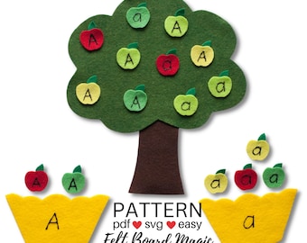 A is for Apple SVG Cutting Files SVG PDF Felt Board Pattern Flannel Board