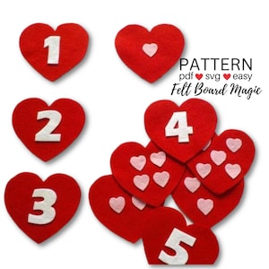 Valentine&#39;s Perfect Match PDF Patroon Vilt Board Set, SVG Cricut Cutting Files Counting, Five, 5, Library, Circle Time, Story time, ECE