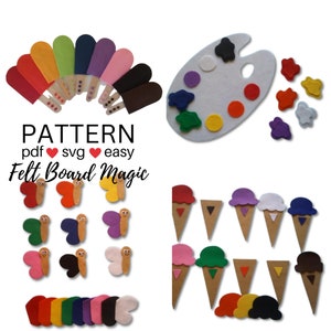 Colour Matching Felt Set Pattern Bundle PDF, SVG Cutting Files, Flannel Board Pattern, Colors Preschool Activity, Library Storytime Resource