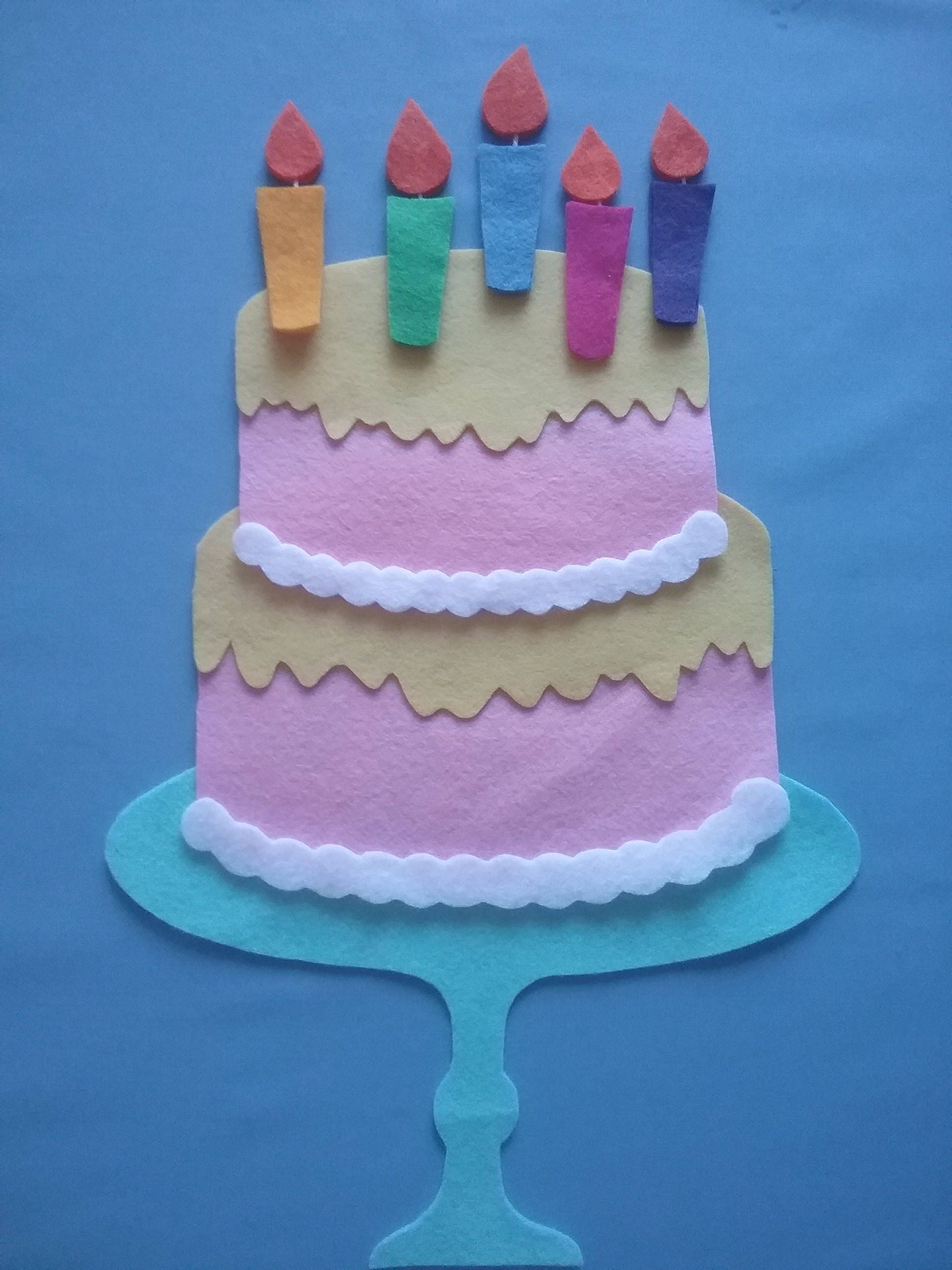 Five Candles on a Birthday Cake Felt Board Set Digital Pattern Etsy