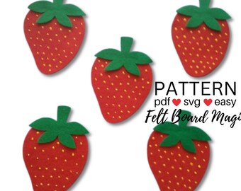 Five Ripe Strawberries Felt Board Set Pattern PDF SVG (Digital Download), Flannel Board, Counting Down From 5