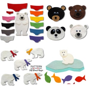 Polar Bears Felt Board PDF SVG Pattern Bundle, Flannel Board Pattern, Preschool Activity, Library Storytime Resource, Cricut Cutting Files