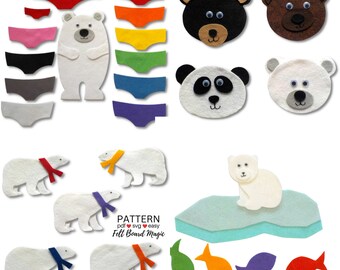 Polar Bears Felt Board PDF SVG Pattern Bundle, Flannel Board Pattern, Attività prescolare, Biblioteca Storytime Resource, Cricut Cutting Files