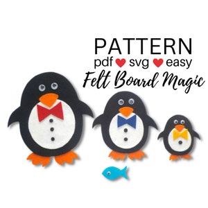 Penguin Who has the Fish Felt Story Board Game PDF Pattern, Flannel Board Pattern, Preschool Learning Activity, Library Story Time Resource