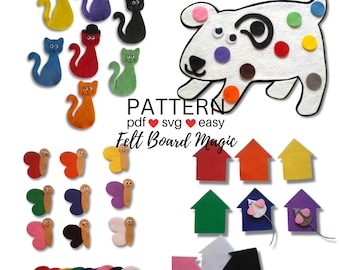 Colours 1 Felt Set Pattern Bundle PDF, Flannel Board Pattern, Colors Preschool Activity, Library Storytime Resource