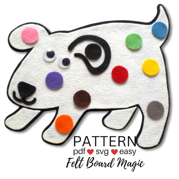 Dog's Colorful Day PDF SVG Cutting Files Pattern Felt Board Set, Library Storytime, Preschool Circle, Felt Toy, Color Recognition, Counting