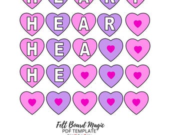 H-E-A-R-T Valentine BINGO PDF Template (Print Cut Use) Felt Board Set Song  Puppets