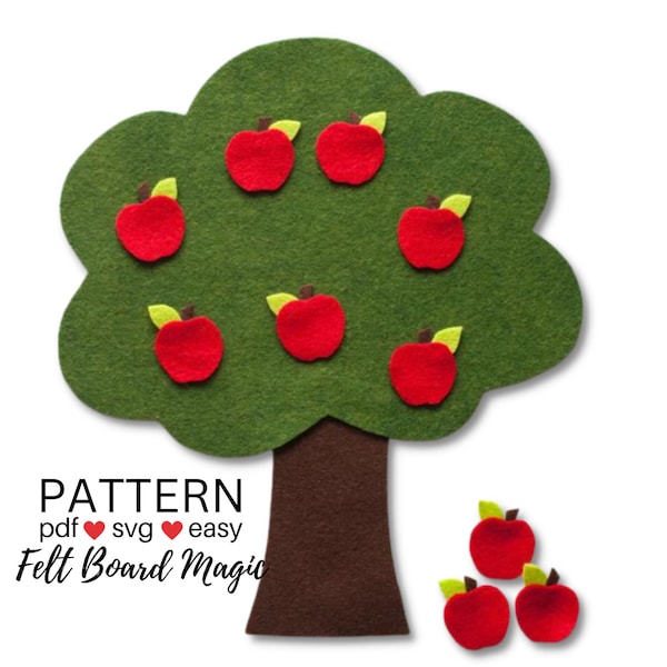 Ten Red Apples - Adding and Subtracting SVG Cutting Files  PDF Felt Board Pattern Flannel Board Song Counting