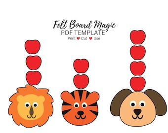 Ten Apples Up on Top Suess PDF Template (Print Cut Use) Felt Board Set Counting Apples Puppets Printable