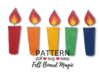 Five Little Candles PDF SVG Felt Board Pattern  Flannel Board Birthday