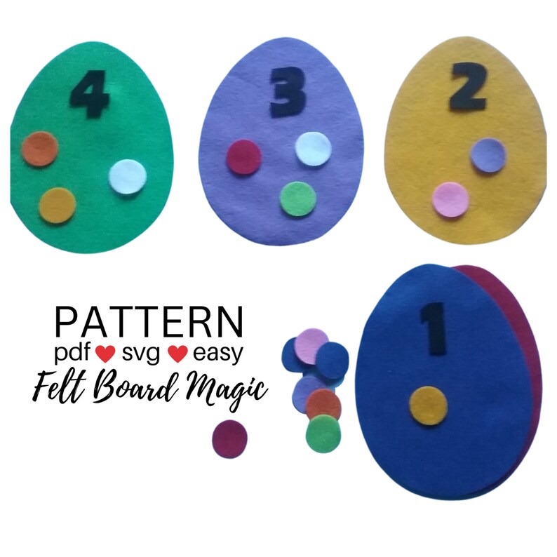 Spotty Egg Counting Game Felt Board Set PDF SVG Pattern Easter Etsy