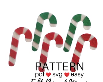 Five Candy Canes Felt Board Set PDF SVG Pattern Easter No Sew Preschool Song Counting Colors and Patterns