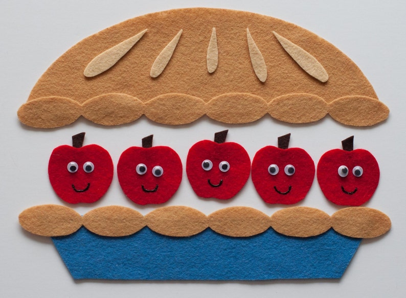 Five Apples in a Basket FELT BOARD RHYME Numeracy 5 Apple Pie Etsy