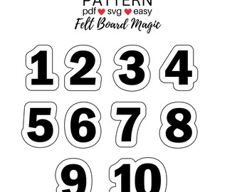 Numbers 1 to 10 Felt Board Set Pattern PDF SVG Cutting Files, Flannel Board