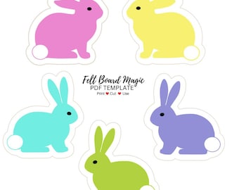 Five Little Rabbits PDF Template (Print Cut Use) Felt Board Set Counting Puppets Printable