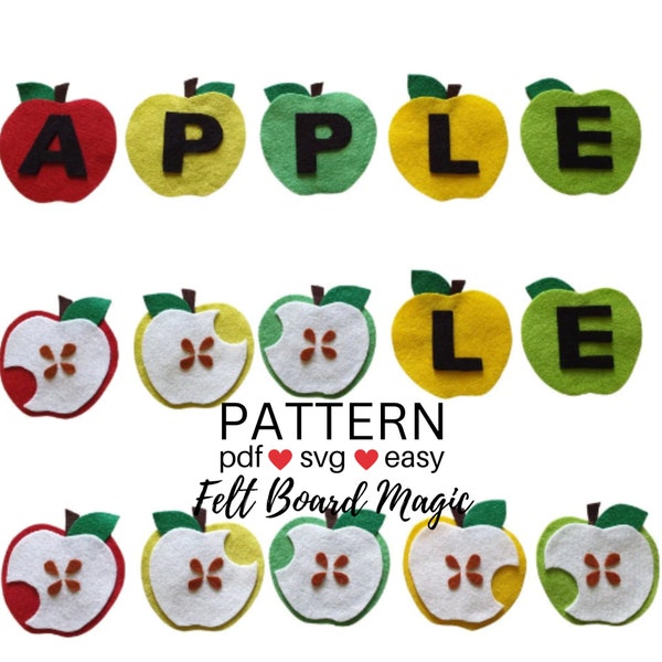 APPLE PDF SVG Cutting Files Felt Board Pattern  Flannel Board Pattern Autumn Farm Harvest Alphabet Songs