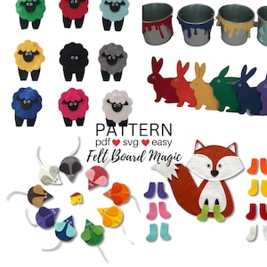 Colours 2 Felt Set Pattern Bundle PDF and SVG Cutting Files, Flannel Board Pattern, Colors Preschool Activity, Library Storytime Resource