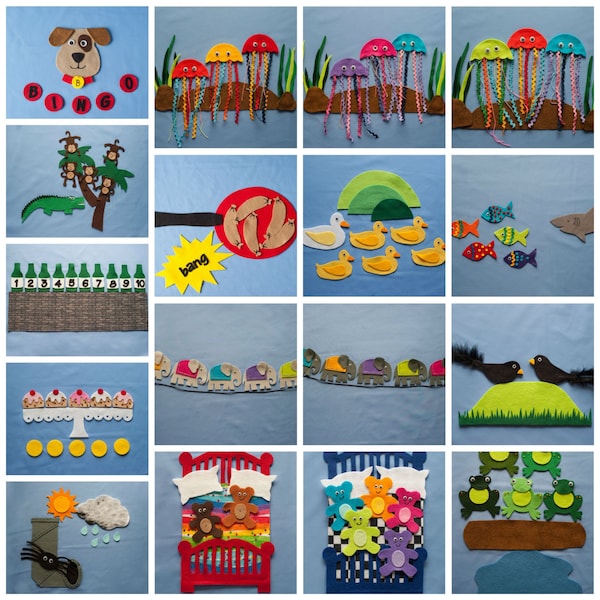 Felt Board Story Patterns, Felt Stories, PDF SVG Patterns Flannel Board Sets, Toddler and Preschool Play Activity, Songs, Rhymes