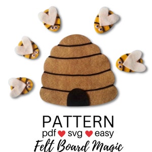 Here is the Bee Hive PDF SVG Pattern  Felt Board Set Farm Insects Counting 5