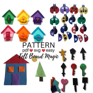 Shapes 1 Felt Set Pattern Bundle PDF and SVG Cutting Files, Flannel Board Pattern, Shapes Colours Preschool Activity, Library Storytime