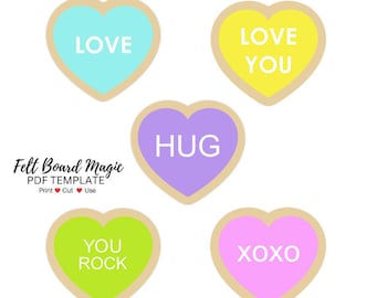Five Valentines Cookies PDF Template (Print Cut Use) Felt Board Set Counting  Puppets