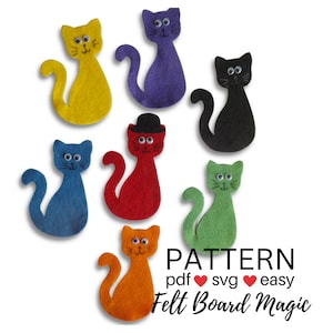 Scat the Cat Color Story PDF SVG Pattern Felt Board Set, Colour Preschool Learning Activity,  Flannel Board Circle Time