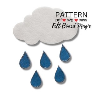 Five Little Raindrops  PDF SVG Felt Board Pattern Flannel Board Song Weather Rain