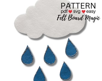 Five Little Raindrops  PDF SVG Felt Board Pattern Flannel Board Song Weather Rain