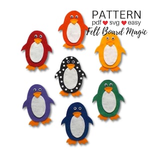 Pippa&#39;s Penguins Colors Felt Story Board PDF and SVG Pattern, Preschool Learning Activity, Library Story Time Resource, Polar Animals