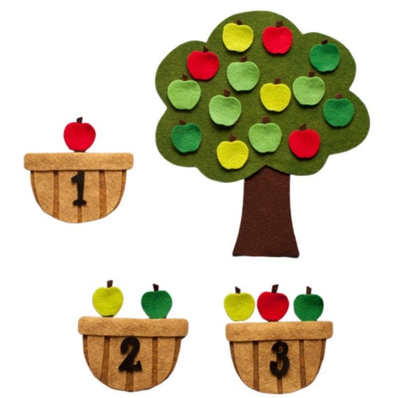 Apple Counting Baskets Felt Board Pattern Pdf Counting Etsy