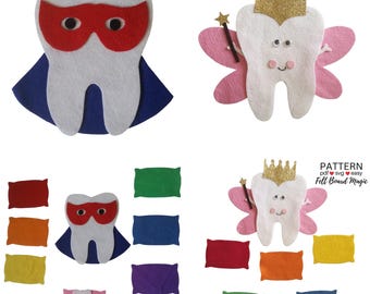 Hide and Seek Teeth Felt Set Pattern Bundle (PDF, SVG Cutting File) Flannel Board Pattern, Colors, Preschool , Library Storytime Resource