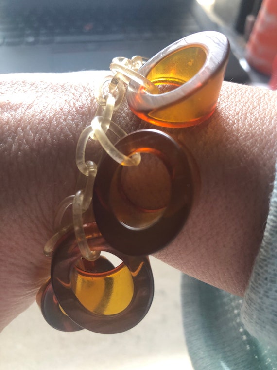 Womens’s Vintage Celluloid Amber Bracelet