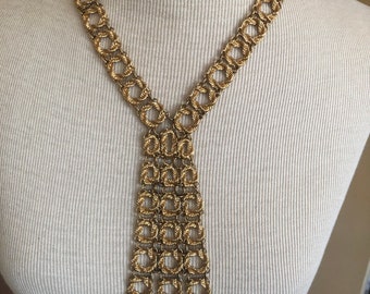 Fabulous Vintage 4 Piece Monet Gold  Link Necklace Bracelet Earring Pin Set