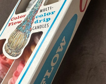 Vintage par 1970 Crest Color Flow arco iris goteo botella de vino velas