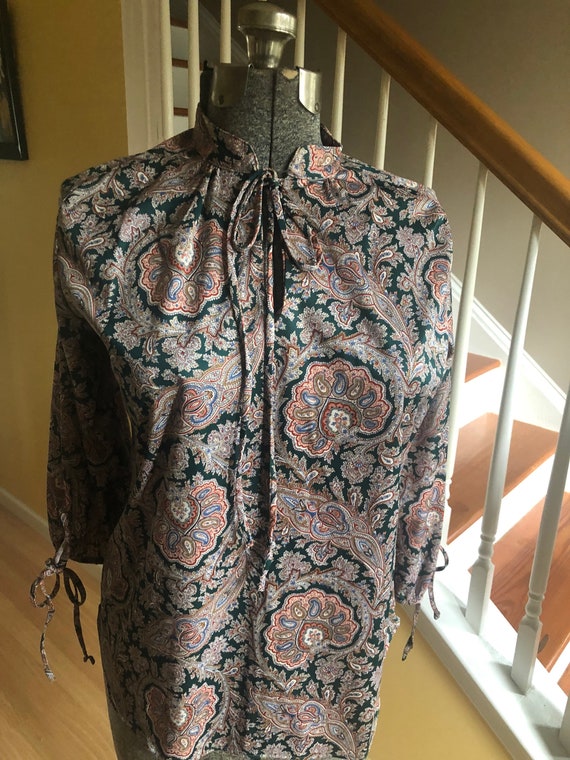 Vintage 1970s Paisley shirt top blouse Sz 16 - image 7