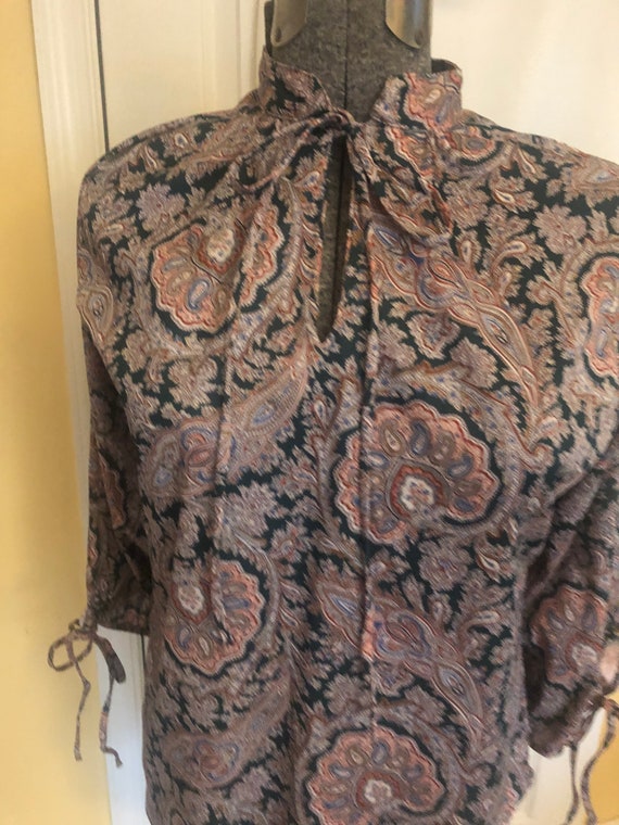 Vintage 1970s Paisley shirt top blouse Sz 16 - image 1