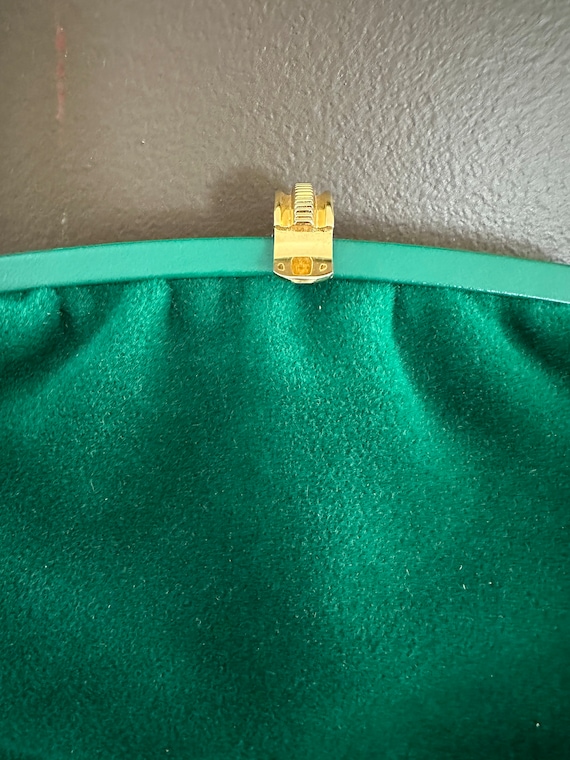 Vintage green velvet top handle Handbag purse