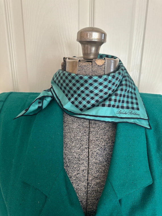 Vintage Brooks Brothers Mint Green & Navy silk sca