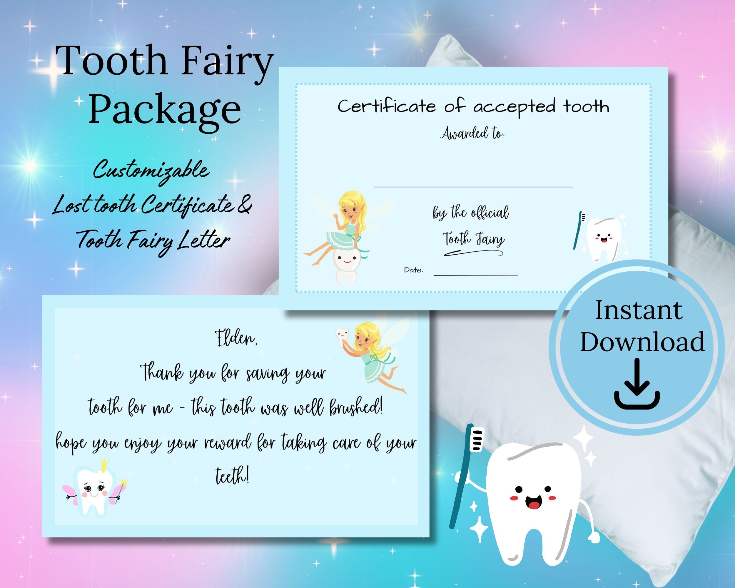 Tooth Fairy Letter Tooth Certificate Tooth Box Tooth Fairy Etsy