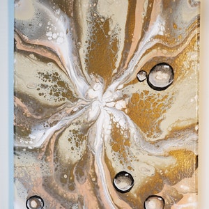 Morning Dew Original Acrylic Floral Painting on Canvas 8 x 10 inches White Cream Bronze Pink Flower