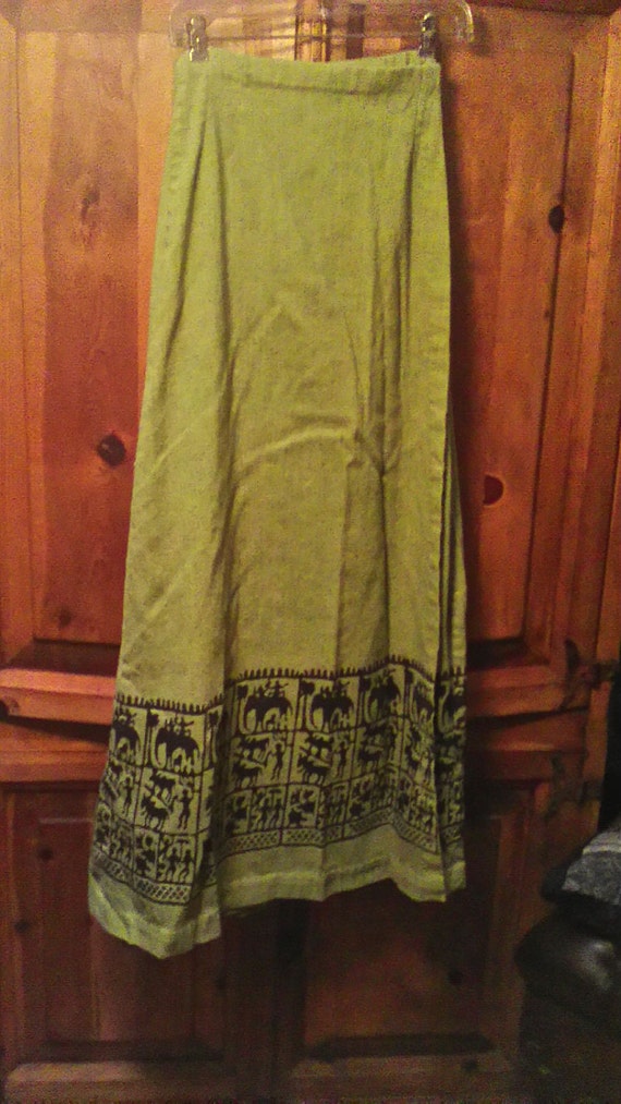 40s Indian Nights Linen Wrap Skirt
