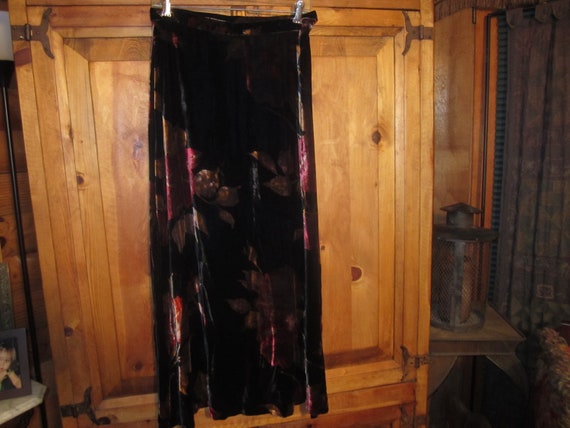 Vintage 90s Laura Ashley Flowered Velvet Skirt Si