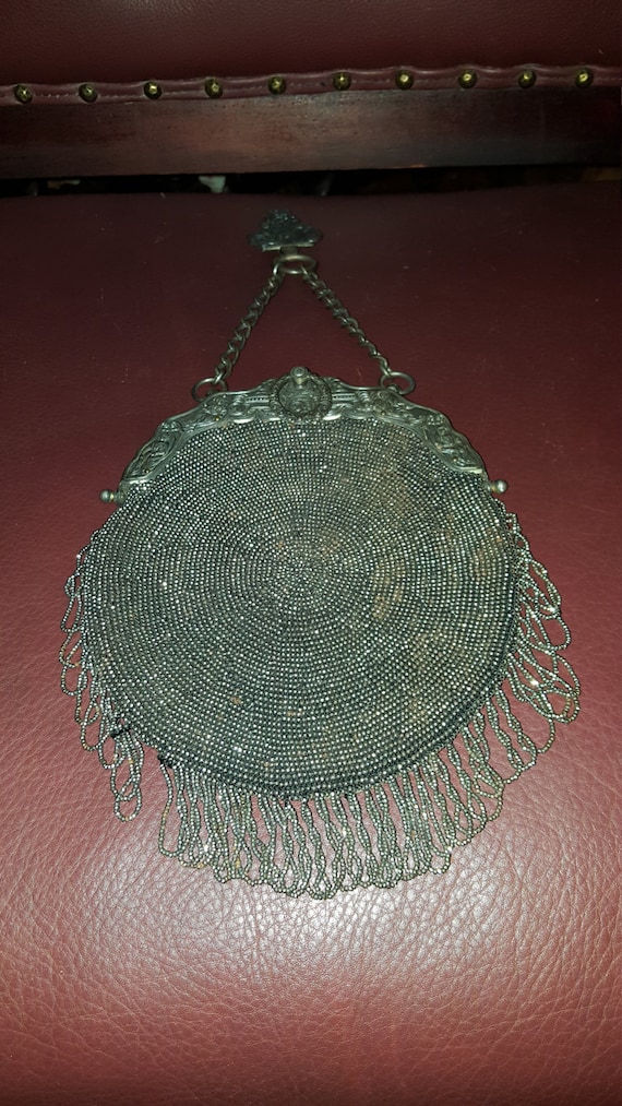 Vtg.Beaded Chatelaine Cut Steel Edwardian Purse 7x